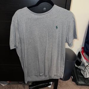 Polo t-shirt, grey with green logo